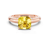 Rose gold Cushion Cut Yellow Sapphire Solitaire Engagement Ring with Round Band and Four-Prong Setting_24