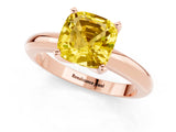 Rose gold Cushion Cut Yellow Sapphire Solitaire Engagement Ring with Round Band and Four-Prong Setting_25