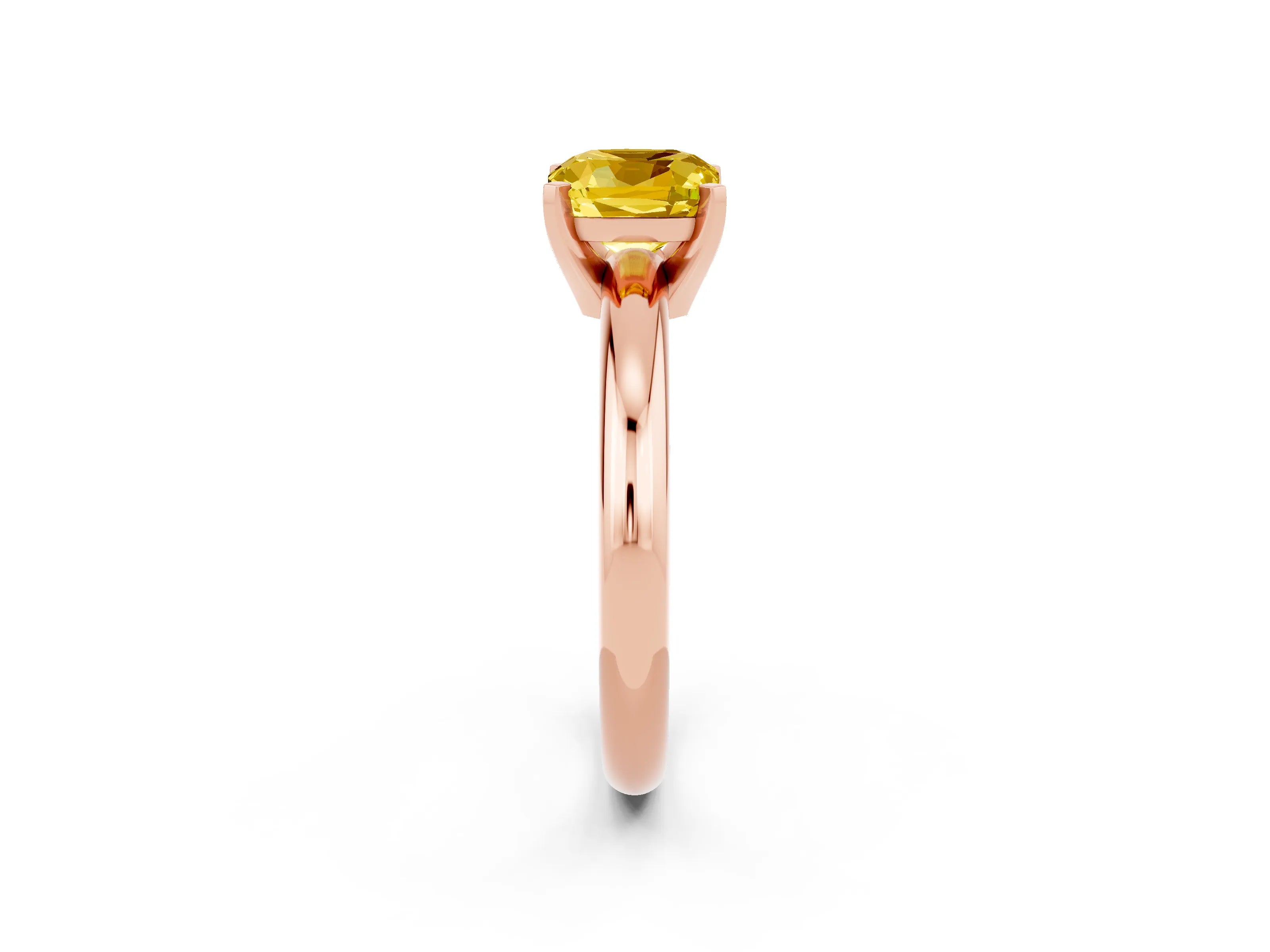 Rose gold Cushion Cut Yellow Sapphire Solitaire Engagement Ring with Round Band and Four-Prong Setting_26
