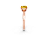 Rose gold Cushion Cut Yellow Sapphire Solitaire Engagement Ring with Round Band and Four-Prong Setting_26