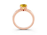 Rose gold Cushion Cut Yellow Sapphire Solitaire Engagement Ring with Round Band and Four-Prong Setting_27
