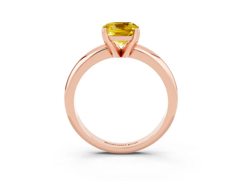 Rose gold Cushion Cut Yellow Sapphire Solitaire Engagement Ring with Round Band and Four-Prong Setting_27