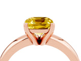 Rose gold Cushion Cut Yellow Sapphire Solitaire Engagement Ring with Round Band and Four-Prong Setting_28