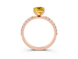 Rose gold Cushion Cut Yellow Sapphire Solitaire Pavé Band with Four-Prong Setting_27