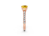 Rose gold Cushion Cut Yellow Sapphire Solitaire Pavé Engagement Ring with Round Band and Prong Setting_14