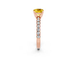 Rose gold Cushion Cut Yellow Sapphire Solitaire Pavé Engagement Ring with Round Band and Prong Setting_86