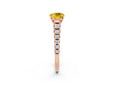 Rose gold Cushion Cut Yellow Sapphire Solitaire Ring with Cathedral Setting and Pavé Band_26
