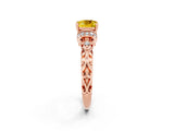Rose gold Cushion Cut Yellow Sapphire Solitaire Ring with Filigree Band and Four-Prong Setting_50