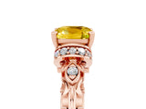 Rose gold Cushion Cut Yellow Sapphire Solitaire Ring with Filigree Band and Four-Prong Setting_53