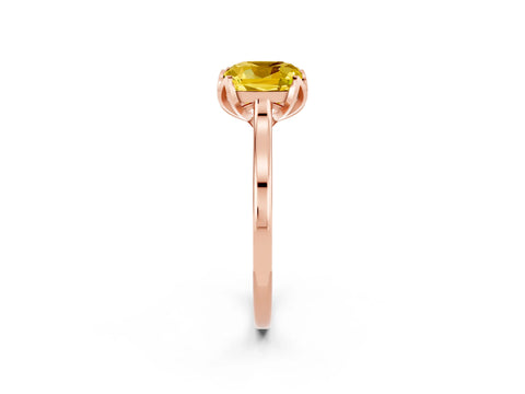 Rose gold Cushion Cut Yellow Sapphire Solitaire Ring with Flower Prong Setting and Classic Band_14