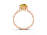 Rose gold Cushion Cut Yellow Sapphire Solitaire Ring with Flower Prong Setting and Classic Band_15