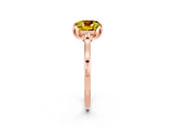 Rose gold Cushion Cut Yellow Sapphire Solitaire Ring with Flower Prong Setting and Classic Band_38