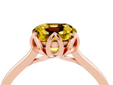 Rose gold Cushion Cut Yellow Sapphire Solitaire Ring with Flower Prong Setting and Classic Band_40