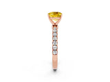 Rose gold Cushion Cut Yellow Sapphire Solitaire Ring with Pavé Accents and Four-Prong Setting_26