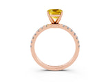 Rose gold Cushion Cut Yellow Sapphire Solitaire Ring with Pavé Accents and Four-Prong Setting_27