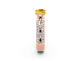 Rose gold Cushion Cut Yellow Sapphire Solitaire Ring with Pavé and Channel Set Band_26