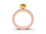 Rose gold Cushion Cut Yellow Sapphire Solitaire Ring with Pavé and Channel Set Band_27