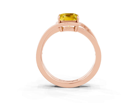 Rose gold Cushion Cut Yellow Sapphire Solitaire Ring with Split Shank and Prong Setting_3
