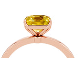 Rose gold Cushion Cut Yellow Sapphire Solitaire Ring with Thin Band and Prong Setting_16