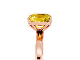Rose gold Cushion Cut Yellow Sapphire Solitaire Ring with Thin Band and Prong Setting_17