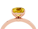 Rose gold Cushion Cut Yellow Sapphire Solitaire Ring with Thin Band and Prong Setting_28