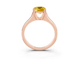 Rose gold Cushion Cut Yellow Sapphire Solitaire Ring with Wide Band and Prong Setting_27
