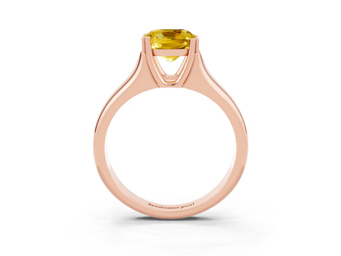 Rose gold Cushion Cut Yellow Sapphire Solitaire Ring with Wide Band and Prong Setting_27