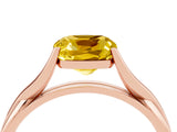 Rose gold Cushion Cut Yellow Sapphire Solitaire Twist Band Prong Setting Ring_100
