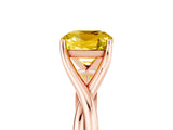 Rose gold Cushion Cut Yellow Sapphire Solitaire Twist Band Prong Setting Ring_101