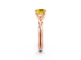 Rose gold Cushion Cut Yellow Sapphire Solitaire Twist Band Prong Setting Ring_98