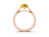 Rose gold Cushion Cut Yellow Sapphire Solitaire Twist Band Prong Setting Ring_99