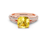 Rose gold Cushion Cut Yellow Sapphire Split Shank Engagement Ring with Pavé Band_24
