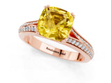 Rose gold Cushion Cut Yellow Sapphire Split Shank Engagement Ring with Pavé Band_25