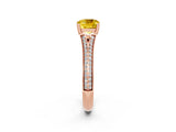 Rose gold Cushion Cut Yellow Sapphire Split Shank Engagement Ring with Pavé Band_26