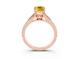 Rose gold Cushion Cut Yellow Sapphire Split Shank Engagement Ring with Pavé Band_27