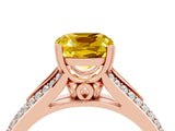 Rose gold Cushion Cut Yellow Sapphire Split Shank Engagement Ring with Pavé Band_28