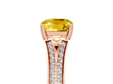 Rose gold Cushion Cut Yellow Sapphire Split Shank Engagement Ring with Pavé Band_29