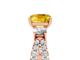 Rose gold Cushion Cut Yellow Sapphire Three-Stone Ring with Pavé Split Shank and Four-Prong Setting_41