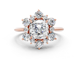 Rose gold Cushion Diamond Cluster Halo Ring with Solitaire Band and Four-Prong Setting_20