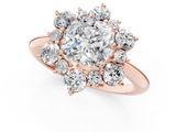 Rose gold Cushion Diamond Cluster Halo Ring with Solitaire Band and Four-Prong Setting_21
