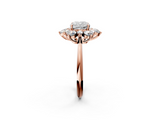 Rose gold Cushion Diamond Cluster Halo Ring with Solitaire Band and Four-Prong Setting_22