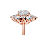 Rose gold Cushion Diamond Cluster Halo Ring with Solitaire Band and Four-Prong Setting_25