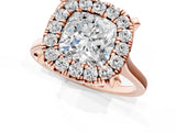 Rose gold Cushion Diamond Cluster Halo Solitaire with Four-Prong Setting_95