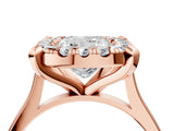 Rose gold Cushion Diamond Cluster Halo Solitaire with Four-Prong Setting_98