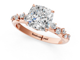 Rose gold Cushion Diamond Cluster Prong-Set Solitaire Ring_28