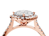 Rose gold Cushion Diamond Cushion Halo Ring with Pavé Band_19