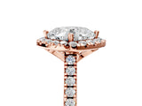 Rose gold Cushion Diamond Cushion Halo Ring with Pavé Band_20