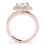 Rose gold Cushion Diamond Double Halo Ring with Split Shank and Four-Prong Setting 2