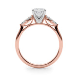 Rose gold Cushion Diamond Floral Cluster Ring with Marquise Side Stones and Six-Prong Solitaire Setting 2