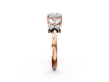 Rose gold Cushion Diamond Floral Cluster Ring with Solitaire Band and Prong Setting_85